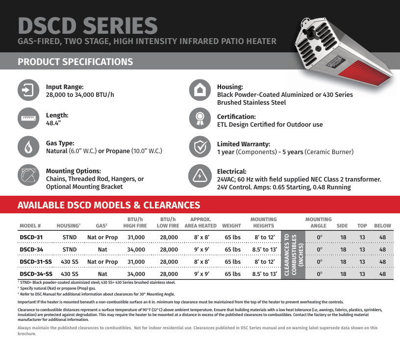 DSCD Series - Patio Heater Two Stage High Intensity