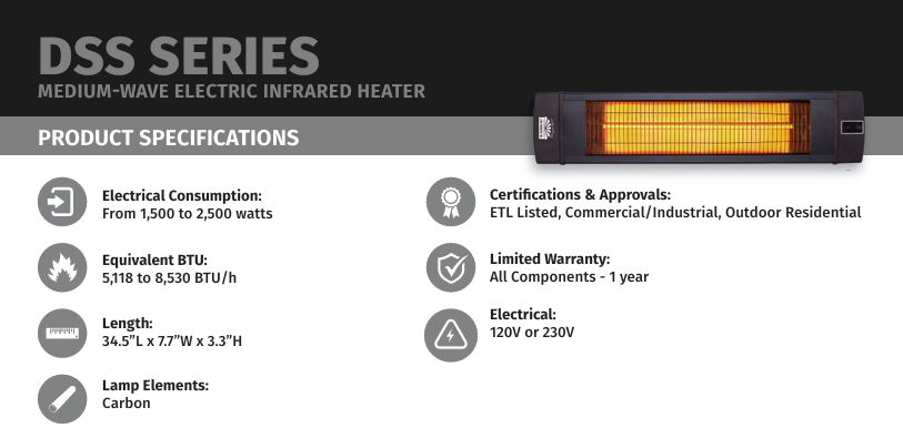 DSS Series - Medium Wave Electric Infrared Space Heaters