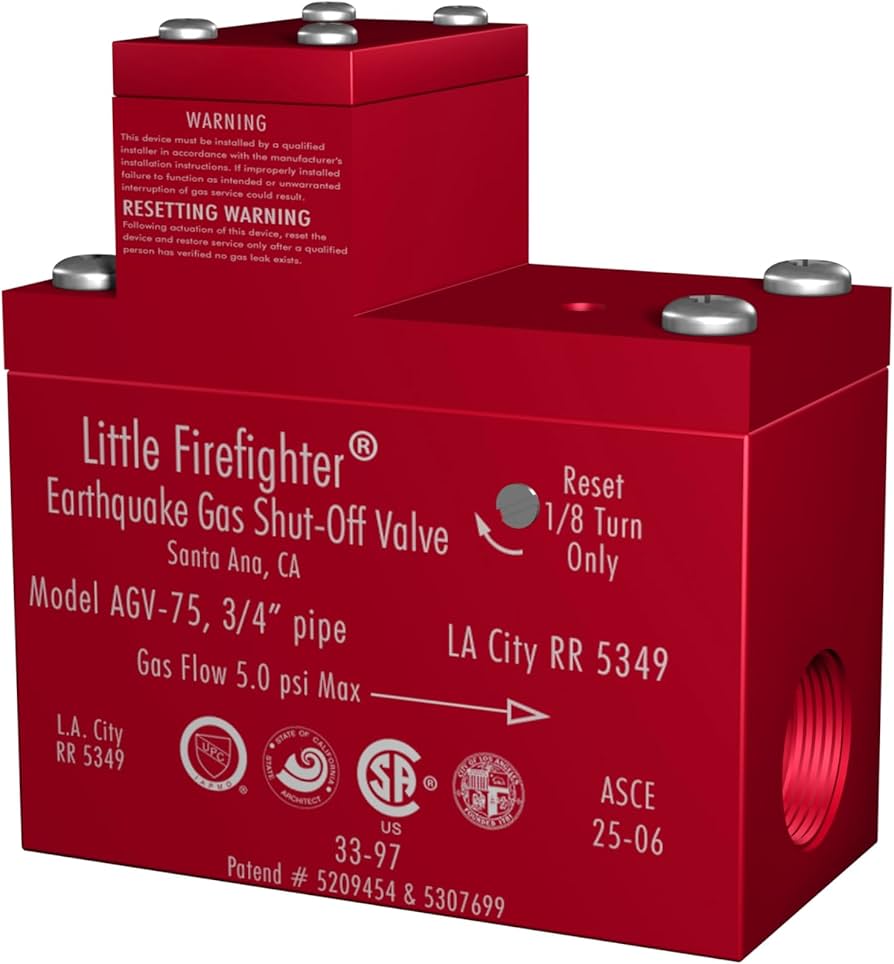 3/4" NPT Horizontal Firefighter Seismic Valve  5 PSI
