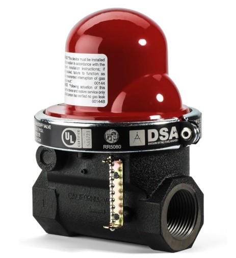 California Valve #312  1-1/4" Seismic Shut-off  60 PSI