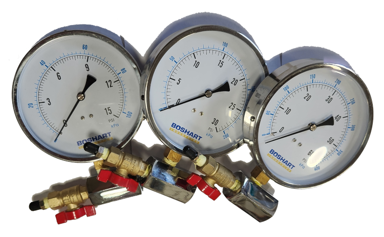 Gas Test Manifold - 4" Gauge, 3/4 FPT, Snifter Valve. Various Press.Ranges