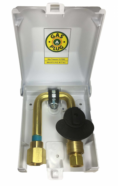 GO101-6W-50-BI PVC Gas Plug (White, Bottom)