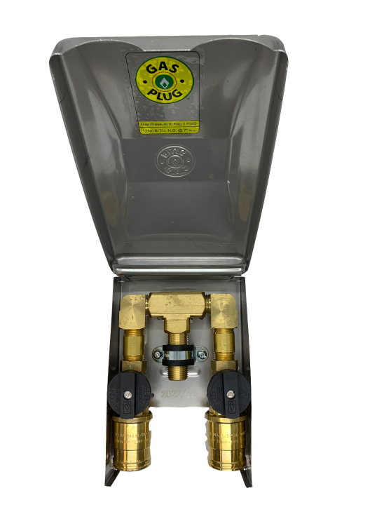 GO-102-DBL-SS-L90 Double Stainless Steel Gas Plug™ (1/2" Bottom Inlet)