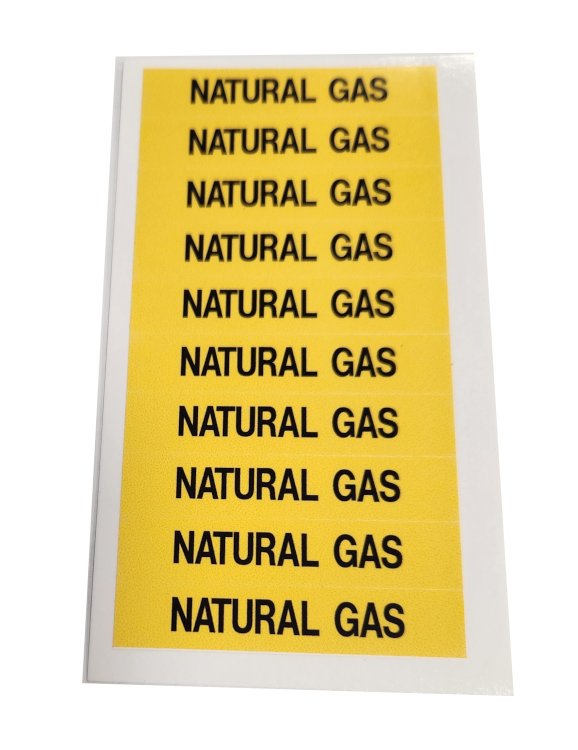 Natural Gas Stickers 1/2" x 2-1/2" (10 per sheet)