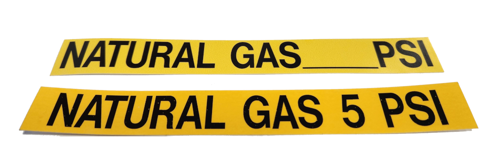 Natural Gas Stickers 1" x 8" - 5PSI